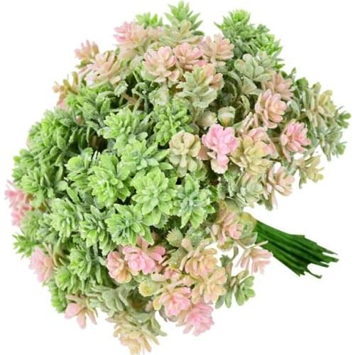 Mini Artificial Succulents Plants Fake Green Leaves Plant Wedding Home Table Desktop Garden Mini Small Bonsai Decoration
