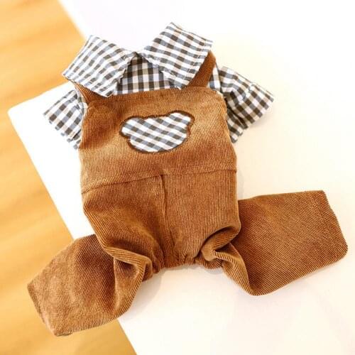 Washable Lovely Small Dog Warm Four-legged Clothes Casual Pet Overalls Close-fitting for Autumn