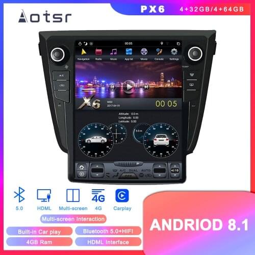 Android 8.1 Tesla style DVD multimedia player GPS navigation for Nissan X-TRAIL/Qashqai/Rouge 2013+ Auto stereo player Head unit