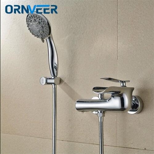Wall Mounted Bathroom Faucet Bath Tub Mixer Tap With Hand Shower Head Shower Faucet