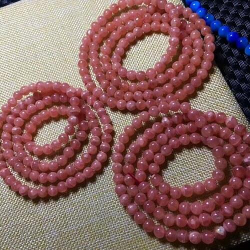Natural Rose Rhodochrosite Gemstone Bracelet 5-4.5mm 3rows AAA(cx#) Free Shipping