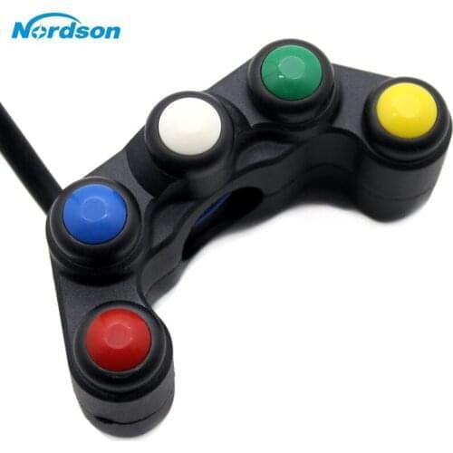 Nordson Universal 7/8 22mm 5 button Motorcycle switch button switches handlebar lights on-off button waterproof
