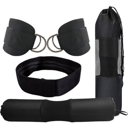 New-Barbell Squat Pad Barbell Pad Standard Set with Gym Ankle Straps Resistance Bands Workout Equipment for Home Workouts