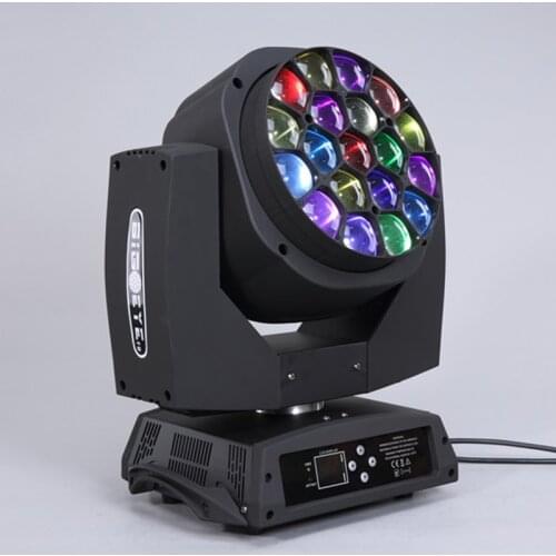 Good quality LED 19*15W big bee eye k10 moving head stage light with zoom hawkeye wash dj light single control with flight case