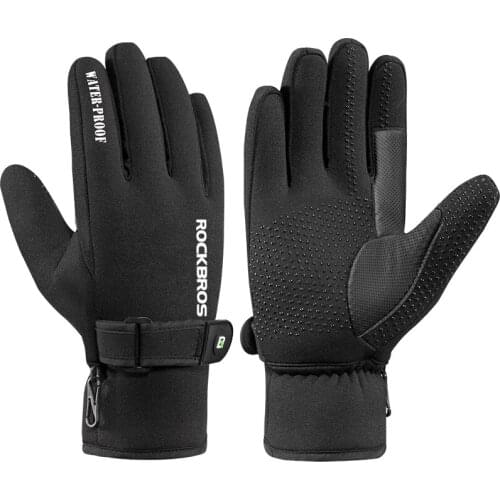 RockBros -20 Degree Windproof Winter Fleece Thermal Ski Gloves Long Cycling Gloves Motorcycle Sport Bicycle Bike Gloves Mittens