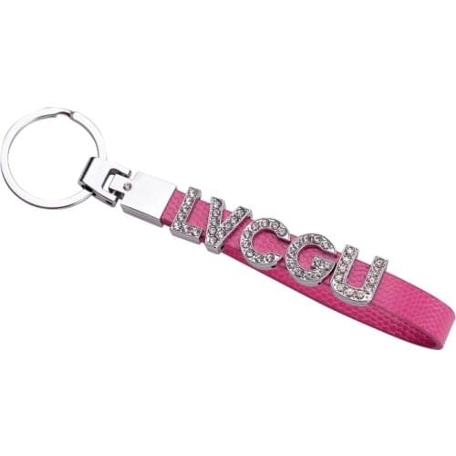 TEH Custom personality Alphabet Keychain Crystal Car Letters Key Rings Key Holder Trendy Jewelry Women Bag Accessories Gift