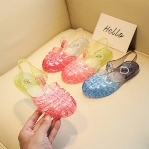 Childrens childrens shoes PVC soft sole boys beach sandals girls summer new jelly crystal sandals casual shoes flat heels