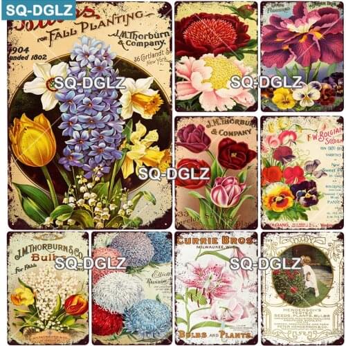 [SQ-DGLZ] Lavender Metal Sign Vintage Plaque Plates Decor For Garden Home Wall Decor Flower Tin Signs Pastoral Poster Custom