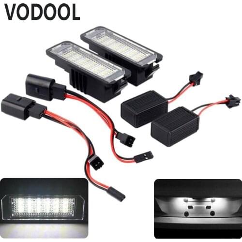 VODOOL 2Pcs 12V LED Number License Plate Light Lamps for VW GOLF 4 5 6 7 Polo 6R Car License Plate Lights Exterior Accessories