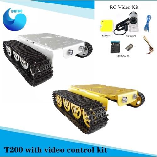T200 Remote Control WiFi Video robot tank chassis Metal Chassis Mobile Platform for Arduino Smart Robot with Camera Clawler Toy