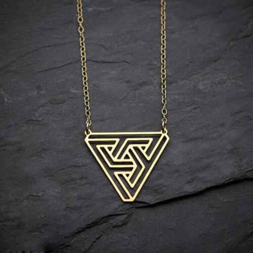 Triangle pendant women escher illusion geometric necklace gold silver plated penrose jewelry