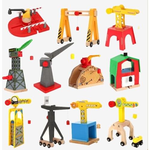 All Kinds of Wooden Train Track Railway Accessories Magnetic Crane Tender Fit For Biro All Brands Wood Track Educational Toys