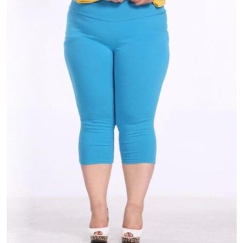 Good Quality Extra Large Size Women Capris Pants Super Stretch Candy Color Plus Size Female Elastic Pants Calf length 6XL DV137