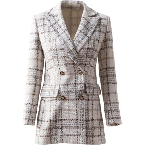 Coat Tops England Style Fashion High Quality Autumn Winter New Women OfficeParty Casual Vintage Elegant Button Tweed Suit Jacket