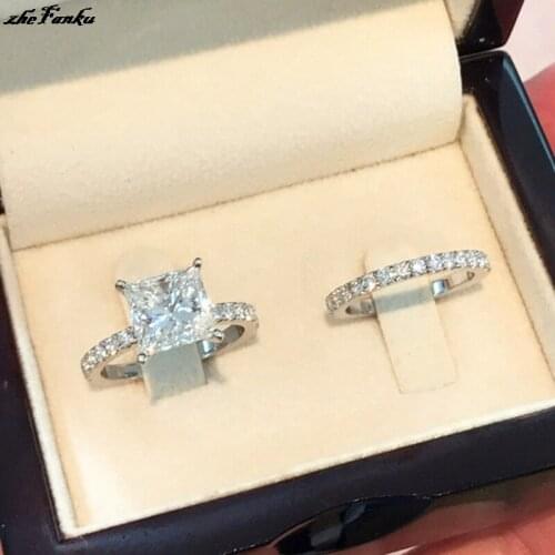 Womens Princess Cut Ring Yellow Lab Diamond Crystal Resizable Opening Ring Engagement Wedding Jewelry