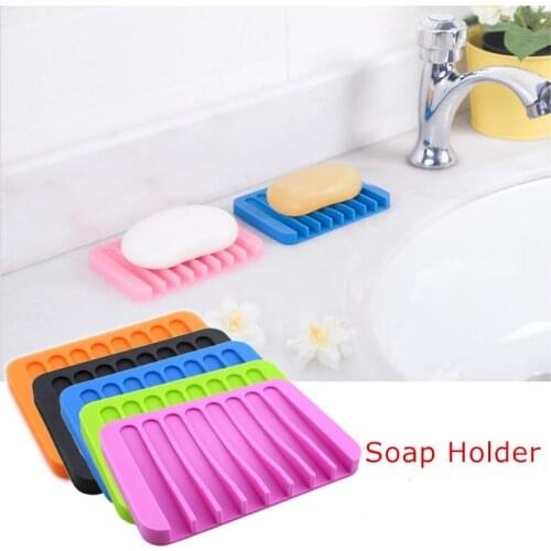 1PC Silicone Soap Dish Soap Plate Holder Soap Tray Plate Tray Drain for Shower Bathroom Kitchen