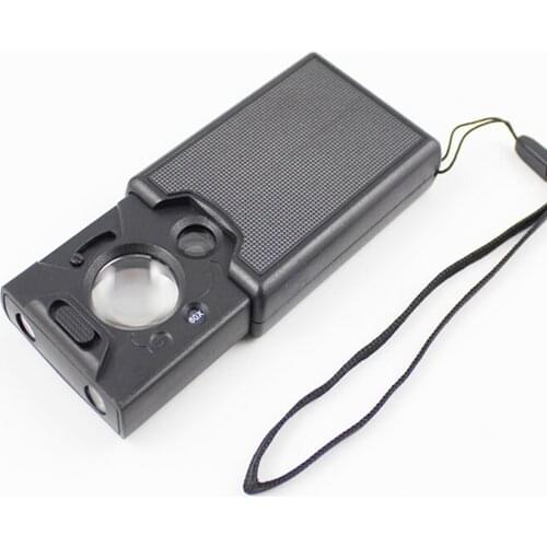30pcs/lot 9585 3 Lens Portable 30X 45X 60X Magnifier Jewelers Loupe Loop Magnifying Glass with LED UV Light