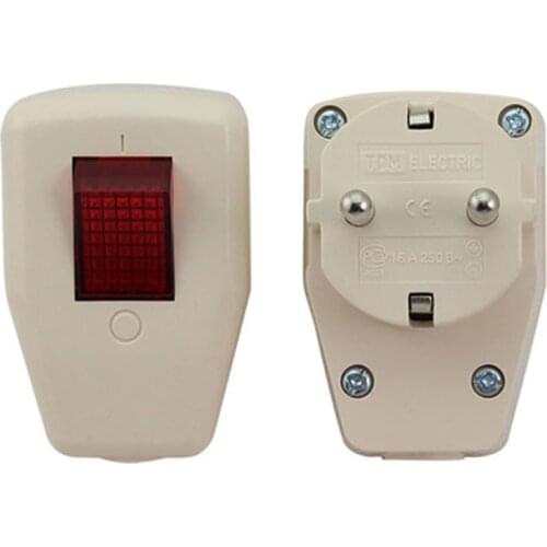 4PCS Schuko Germany Type F Rewireable Power Plug 250V 16 Amp W/ LED Indicator Switch