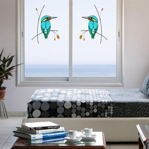 7PCS Stain Glass Window Hangings Bird Wall Bird Stickers Home Decor Cute 3D Car Wall Decals Living Room Decorations