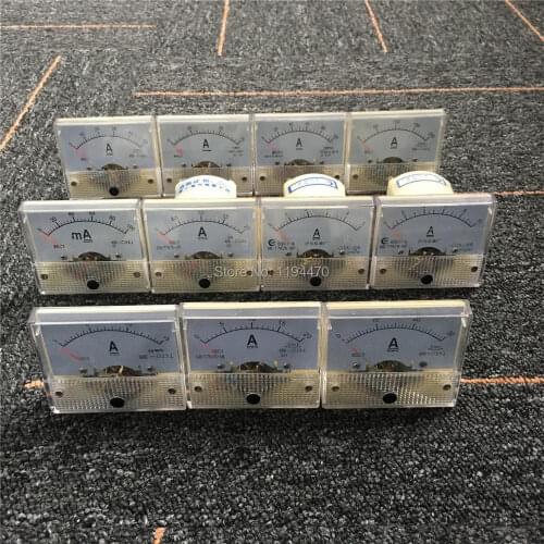 85C1 Analog Amp Panel Meter Current Ammeter Mechanical Pointer Gauge DC 100mA 2A 5A 10A 15A 20A 30A 50A 75A 100A 200A 64x56mm