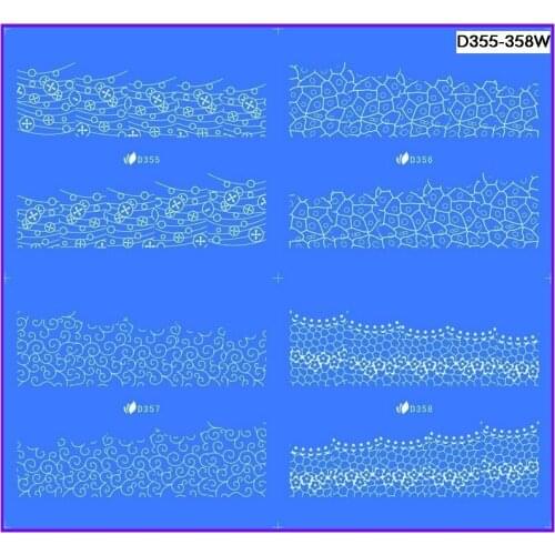 4 PACKS / LOT WHITE NAIL TATTOOS STICKER BLE D SERIAL FULL PAGE WATER DECAL ZEBRA LOPARD SKIN D335W-D358W