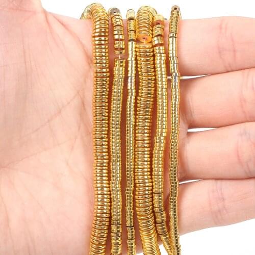 3/4/6mm Natural Gold Magnetic Gallstone Beads Hematite Rondelle Weight Loss Slimming Bracelet Necklace For Jewelry Health