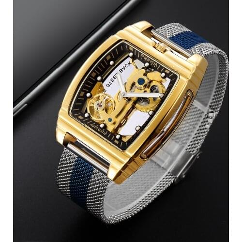 Classic Transparent Luxury Automatic Mechanical Watches Leather Band Skeleton Tourbillion Gold Luminous Clock Relogio Masculino