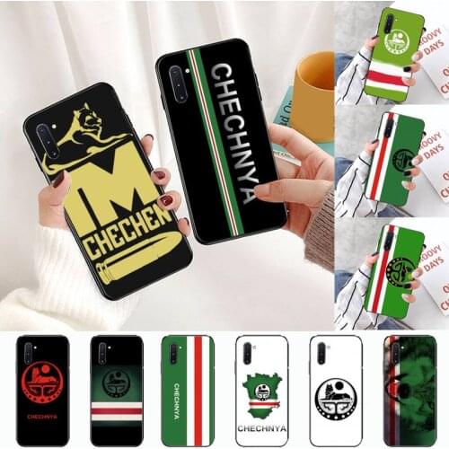 Chechen National Flag Black Cell Phone Case For Samsung Galaxy S8 S9 S10 Plus S10E Note 3 4 5 6 7 8 9 10 Pro Lite cover