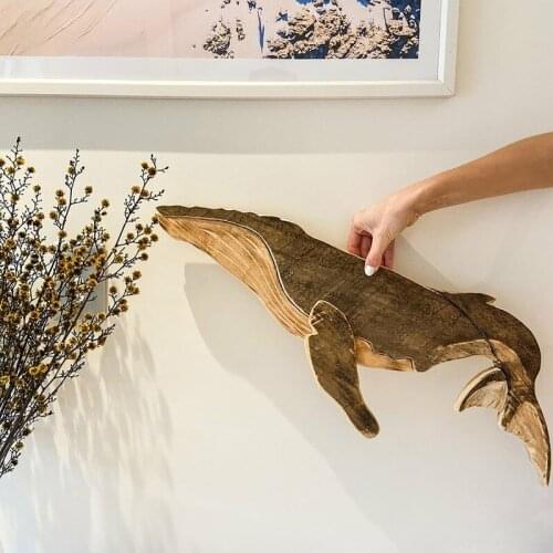 Whales Wooden Pendant Interior Decoration Holiday Pendant Wall Decoration Whale wooden pendant interior decoration