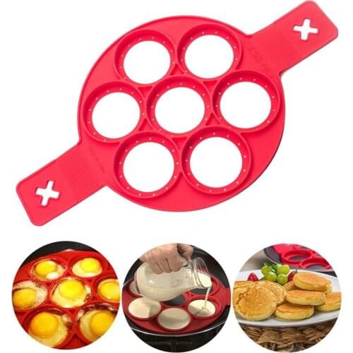 2019 7 Holes Silicone Mold Pancake Maker Nonstick Egg Ring Maker Kitchen Accessories Snack Cake Mold Cooking Baking Tools