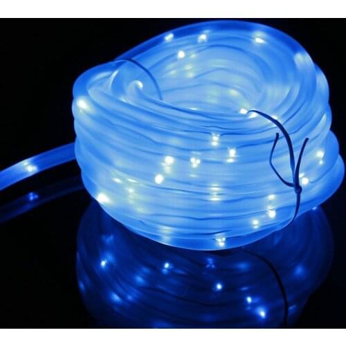 10M Solar Powered Rope Tube flexible fairy String Light 100LED Outdoor Xmas Garden Christmas Wedding party Tree decor-Multicolor