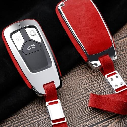 Hot Suede Leather Zinc alloy car key protection case cover For Audi A4 B9 Q5 Q7 TT TTS 8S 2016 2017 car styling keychain keyring