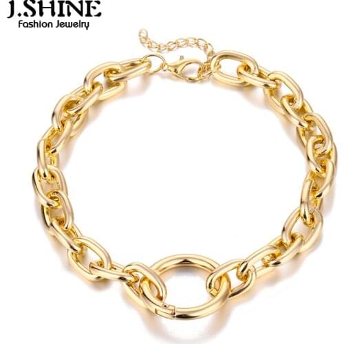 JShine Minimalist Geometric Gold Color Metal Round Circle Choker Necklace Miami Thick Cuban Chain Chunky Necklace Women Men