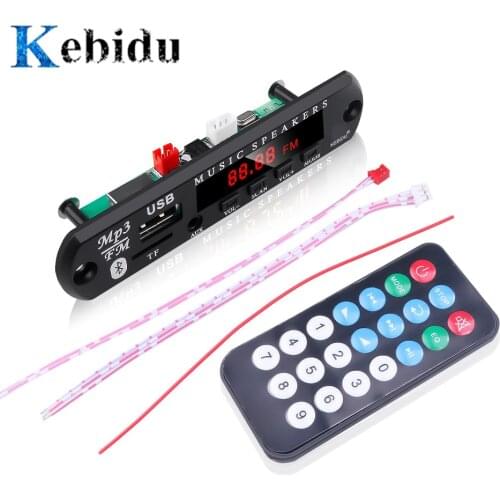 Kebidu car USB wireless bluetooth 5.0 5V 12V MP3 audio player decoder board amplifier for car audio TF MP3 radio DIY speaker
