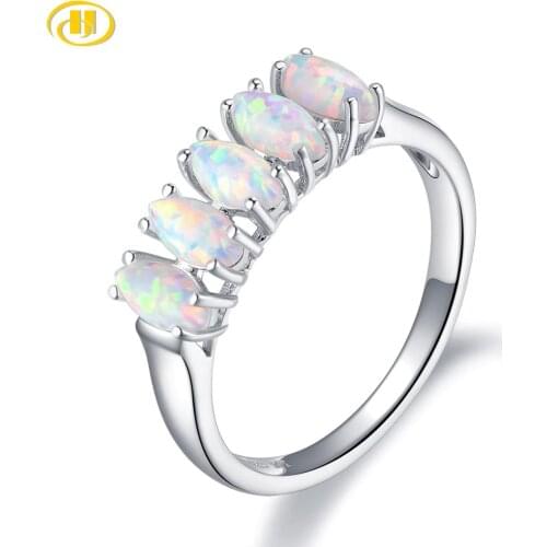 Hutang Nano Opal Womens Ring Solid 925 Sterling Silver White Gemstone Engagement Rings Fine Elegant Classic Jewelry for Gift