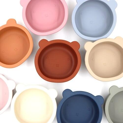Hot sales New Arrival 100 % Food Grade or LFGB Approved Non-slip Silicone Baby Suction Feeding Bear shape Bowl for infant