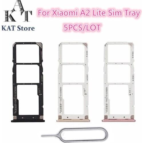 KAT 5PCS Sim Tray For Redmi 6 Pro A2 Lite Sim Card Tray Holder Slot Adapter With Eject Pin Needle Tool Best After-sales service