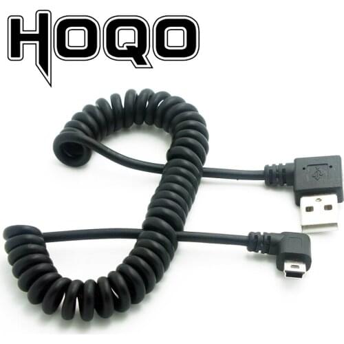 90 Degree USB Mini USB Cable Right Angled USB A Male to Mini USB Right Angled Male Spring Retractable Cable Sync Data Cabo 1m