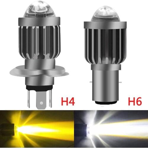 Motorcycle Two-color Headlight Far and Near Beam Spotlight Scooter Lights Double Hree Claw Modified Light Fog Lamp BA20D H6 H4