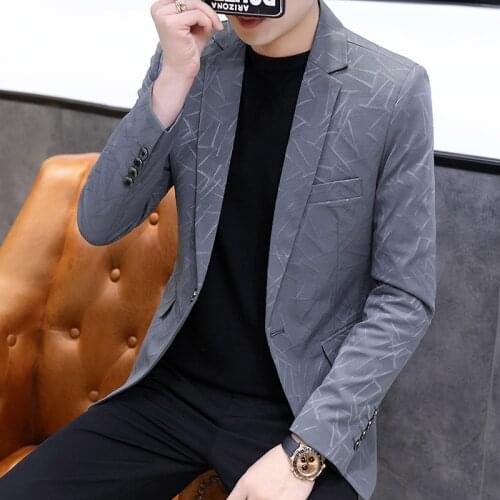 2021 Mens Casual Printed Suit Youth Fashion Line Single Button blazer