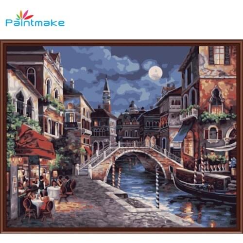 Paintmake Landscape DIY Paint By Numbers Building Oil Painting On Canvas Home Art Decoration Paintings For Adult Kids