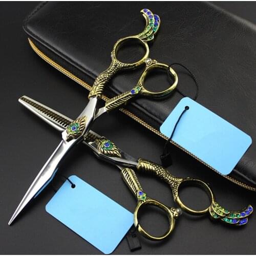 Professional 6 '' Upscale Germany 440c phenix cut hair scissors set cutting barber makeup thinning shears hairdressing scissors