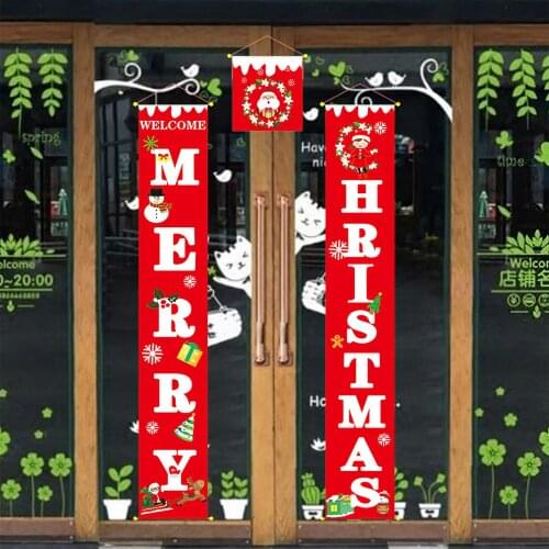 New Christmas Door Santa Claus Hanging Banner Christmas Decorations High Quality Non-Woven Cloth For Home Outdoor New Year Party