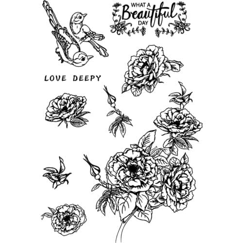 Bird Flower Love Forever Clear Stamps For DIY Scrapbooking/Card Making/Album Decorative Silicone Stamp Crafts