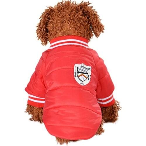 Dog Down Parkas Pet Autumn Winter Costume Warm Printed Cotton Padded Hooded Jacket Dog Thickening Solid Color Hoodie