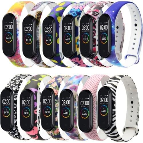 Colorful Printed Strap For Xiaomi Mi Band 4 3 Sport Smart Bracelet Watch Silicone Wrist Strap For Miband 4 3 watch band bracelet