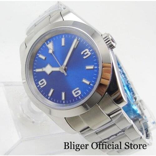 Luxury Style 39mm Blue Dial Luminous Dial Polished Case Self Winding Mens Watch