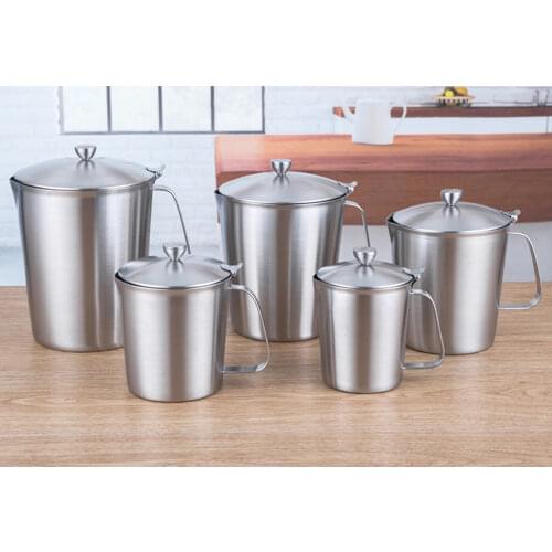 With Cover 500ml/700ml/1000ml/1500ml/2000ml 304 Stainless Measuring Scale Cup Graduated Cylinder Milk Tea Baking Spoon
