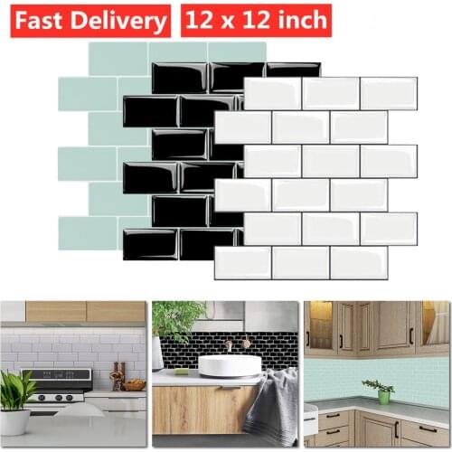 3D Tile Brick Mosaic Wallpaper Sticker Self Adhesive Kitchen Bathroom Decor Peel and Stick Tile for Kitchen Backsplash