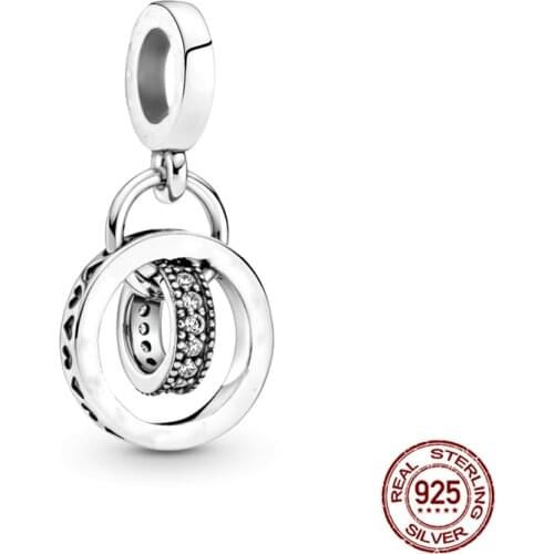 925 Sterling Silver Double Button Bead Charm Fit Original pan Bracelet&bangle Making Fashion Diy Jewelry For Women